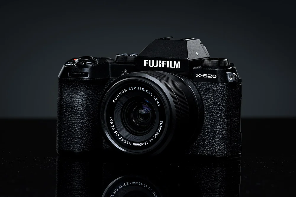 Fujifilm X-S20 camera. Body-only recommendation: any pictured interchangeable lens or accessory is not included.